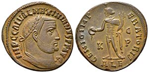 GALERIO. Follis. 308-310 d.C. Alexandría. ... 