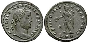 MAXININO II. Follis. 308-309. Cyzicus. A/ ... 