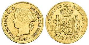 ISABEL II. 1 Peso. 1866. Manila. Cal-148. ... 