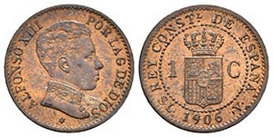ALFONSO XIII. 1 Céntimo. 1906 *6. Madrid ... 
