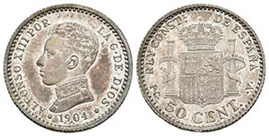 ALFONSO XIII. 50 Céntimos. 1904 *1-0. ... 