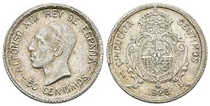 ALFONSO XIII. 50 Céntimos. 1926. Madrid ... 