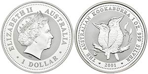 AUSTRALIA. 1 Dollar. 2001. Kookaburra. ... 