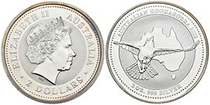 AUSTRALIA. 2 Dollars. 2002. Kookaburra. ... 