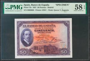 50 pesetas. May 17, 1927. SPECIMEN and ... 