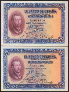 25 pesetas. October 12, 1926. Correlative ... 