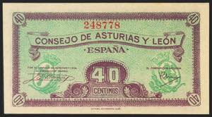 40 Céntimos. 1937.  Asturias y León. Sin ... 
