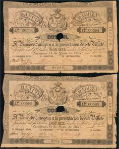 2000 Reales. 14 de Mayo de 1857. Banco de ... 