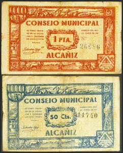 ALCAÑIZ (TERUEL). 50 Céntimos y 1 Peseta. ... 