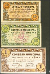 BINEFAR (HUESCA). 10 Céntimos, 25 Céntimos ... 