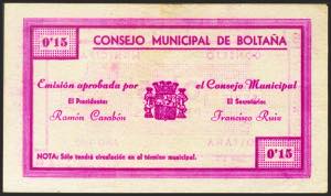 BOLTAÑA (HUESCA). 15 Céntimos. (1937ca). ... 