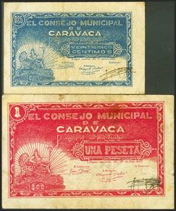CARAVACA (MURCIA). 25 Céntimos y 1 Peseta. ... 