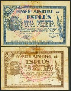 ESPLUS (HUESCA). 50 Céntimos y 1 Peseta. 1 ... 