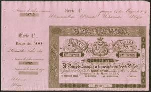 500 Reales. 14 de Mayo de 1857. Banco de ... 