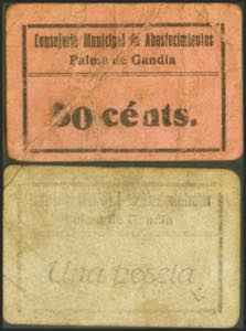 PALMA DE GANDIA (VALENCIA). 50 Céntimos y 1 ... 