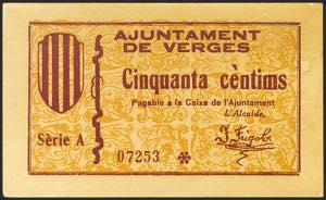 VERGES (GERONA). 50 Céntimos. (1937ca). ... 