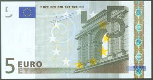 5 Euros. 1 de Enero de 2002. Firma Trichet. ... 