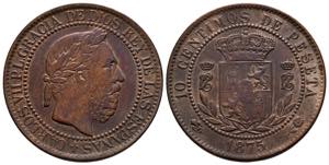 CARLOS VII (1868-1909). 10 Céntimos. (Ae. ... 