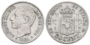 ALFONSO XII (1874-1885). 50 Céntimos. (Ar. ... 