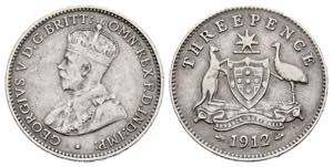 AUSTRALIA. 3 Pence. (Ar. 1,40g/16mm). 1912. ... 