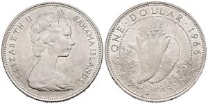 BAHAMAS. 1 Dollar. (Ar. 18,07g/34mm). 1966. ... 