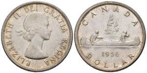 CANADA. 1 Dollar. (Ar. 23,36g/36mm). 1956. ... 