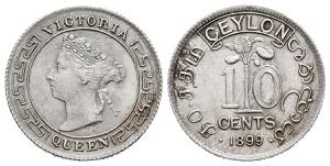 CEILAN. 10 Cents. (Ar. 1,16g/15mm). 1894. ... 