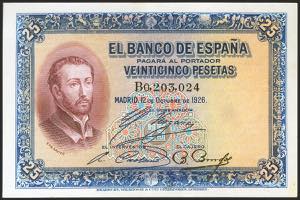 25 pesetas. October 12, 1926. Series B. ... 