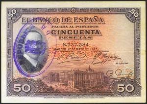 50 pesetas. May 17, 1927. No series and ... 