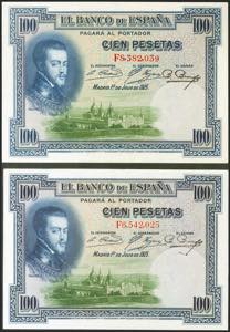 Set of 2 100 Pesetas bills issued ... 