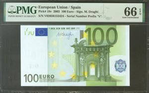 100 Euros. 1 de Enero de 2002. Firma Draghi. ... 