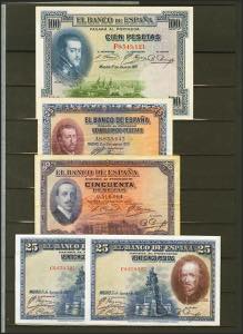 Set of 28 Bank of Spain banknotes from ... 