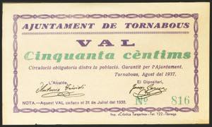 TORNABOUS (LERIDA). 50 cents. August 1937. ... 