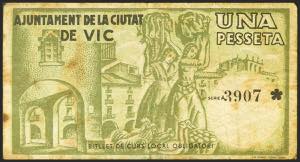 VIC (BARCELONA). 1 Peseta. June 7, 1937. ... 
