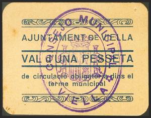 VIELLA (LERIDA). 1 Peseta. (1937ca). Series ... 