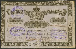 1000 Reales. 1 de Agosto de 1857. Banco de ... 