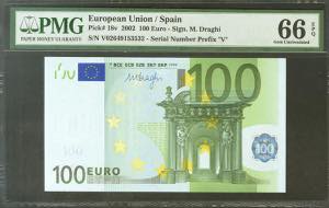 100 Euros. 1 de Enero de 2002. Firma Draghi. ... 