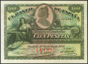 100 pesetas. July 15, 1907. No series. ... 