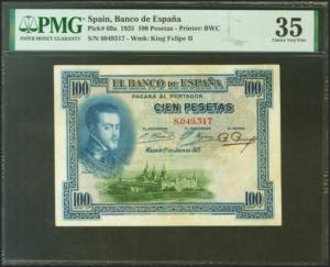 100 pesetas. July 1, 1925. No series. ... 