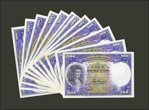 Set of 12 100 Pesetas bills issued on April ... 