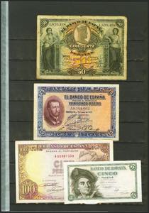 Set of 8 Bank of Spain banknotes of various ... 