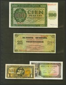 Beautiful set of 9 Banco España banknotes, ... 