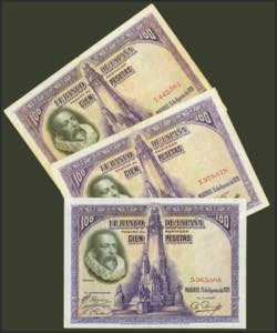 Set of 3 100 Pesetas bills issued ... 