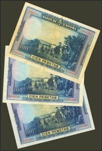 Set of 3 100 Pesetas bills issued ... 