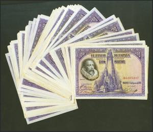 Set of 41 100-peseta bills issued on August ... 