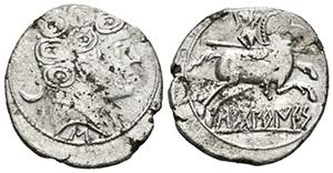 SECOBIRICES. Denario. 120-30 a.C. Saelices ... 