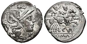 L. CUPIENNIUS. Denario. 147 a.C. Roma. A/ ... 
