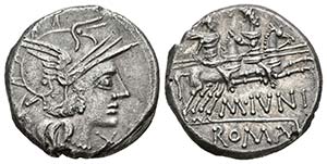 M. JUNIUS SILANUS. Denario. 145 a.C. Roma. ... 