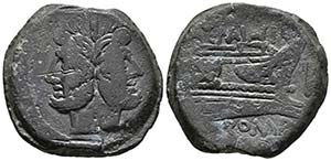 C. MAIANIUS. As. 153 a.C. Roma. A/ Cabeza de ... 