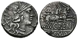 C. RENIUS. Denario. 138 a.C. Roma A/ Cabeza ... 